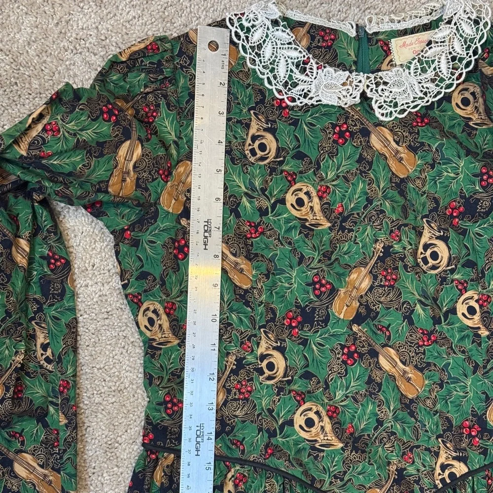 Vintage Handmade Floral Dress with Lace Collar Cottagecore Feminine Size 10/12 - Picture 12 of 14